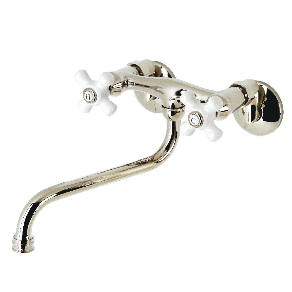 Kingston Wall-Mount Bathroom Faucet in Polished Nickel