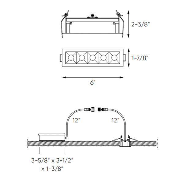 Recessed linear with 5 mini spot lights CCT