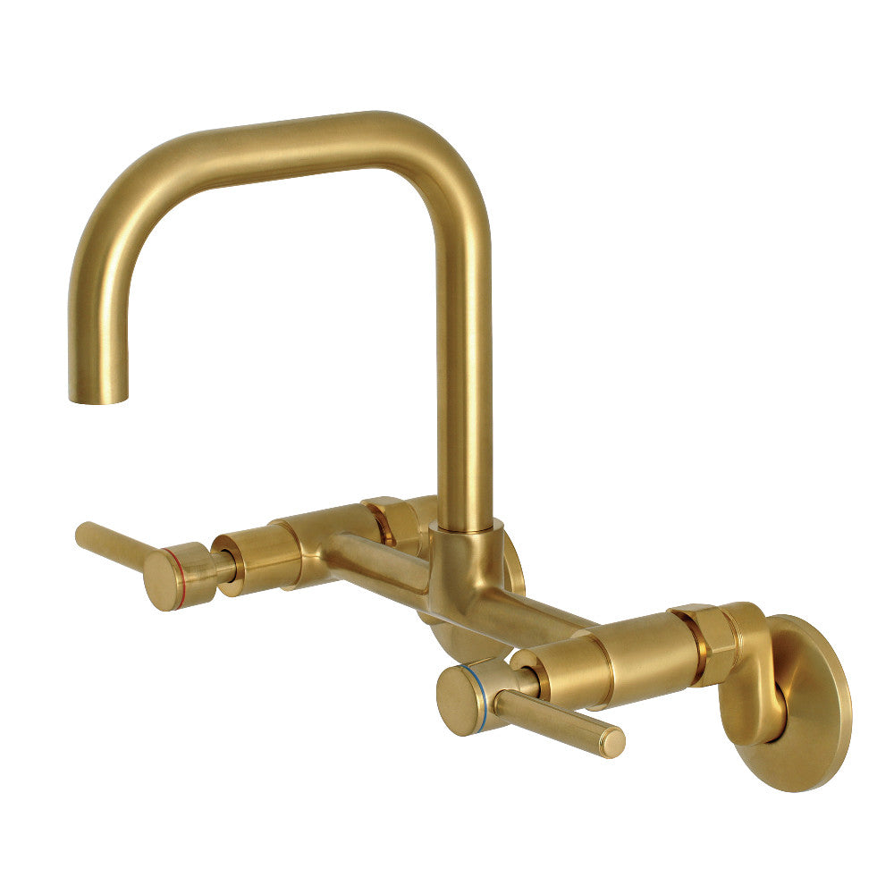 Concord Wall Mount Kitchen Faucet in Brushed Brass
