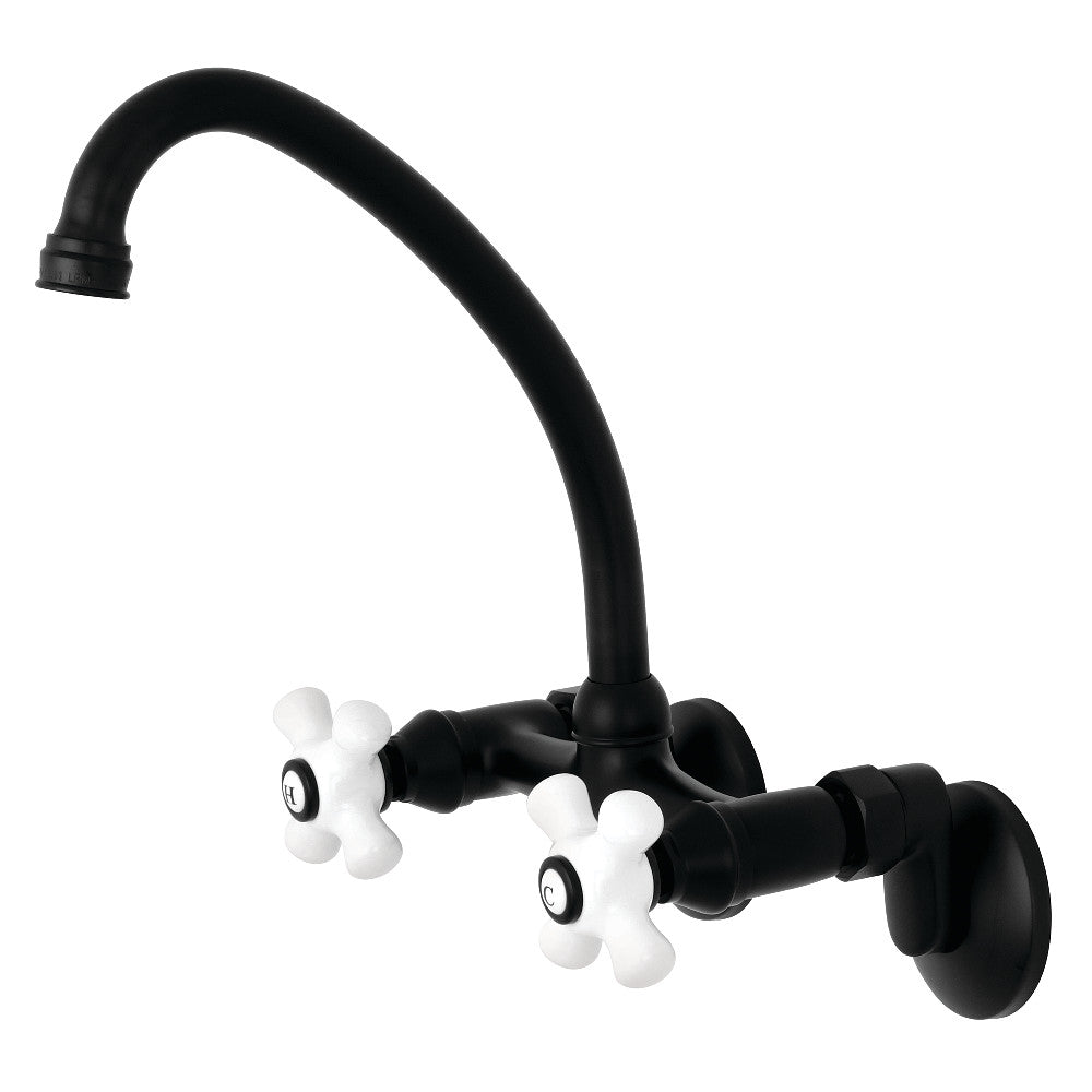 Kingston Wall Mount Kitchen Faucet in Matte Black