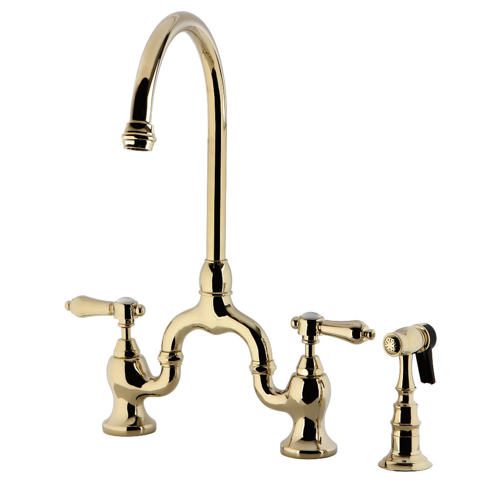 Heirloom Bridge Kitchen Faucet in Polished Brass
