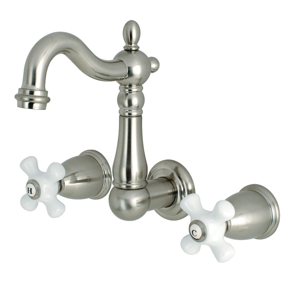 Heritage Wall-Mount Bathroom Faucet in Brushed Nickel