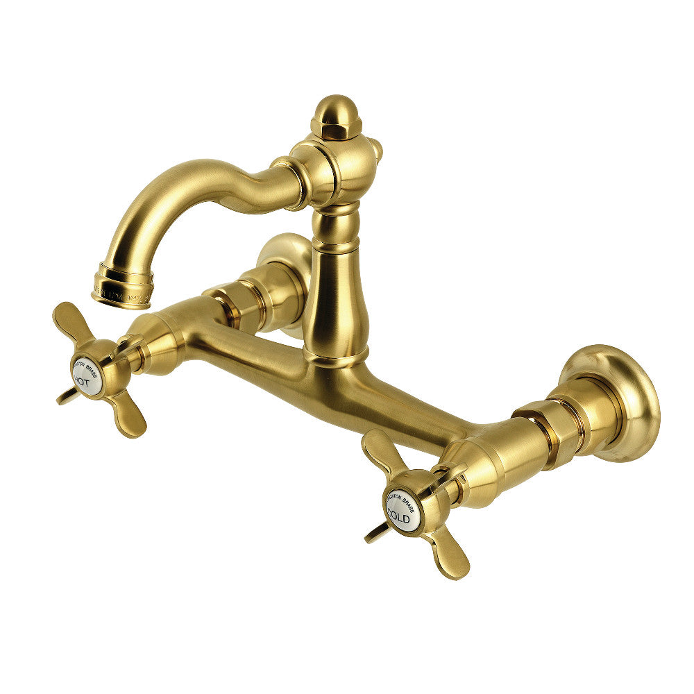 Vintage Wall Mount Kitchen Faucet in Brushed Brass