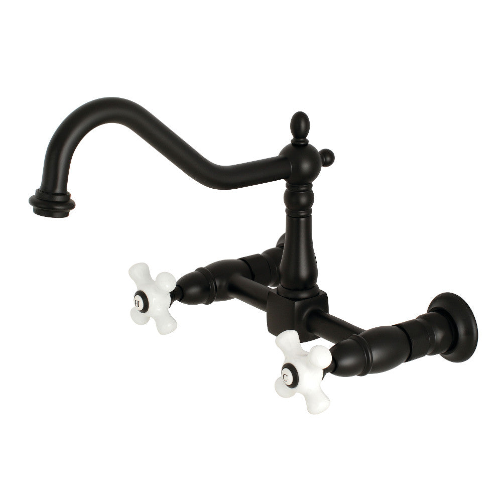 Heritage Wall Mount Kitchen Faucet in Matte Black