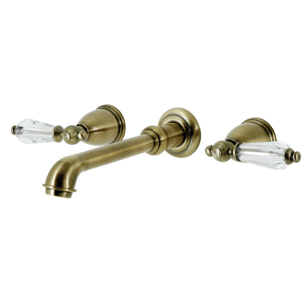 Wilshire Wall-Mount Bathroom Faucet in Antique Brass