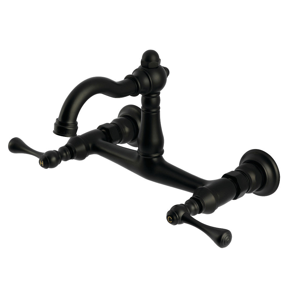 Vintage Wall Mount Kitchen Faucet in Matte Black