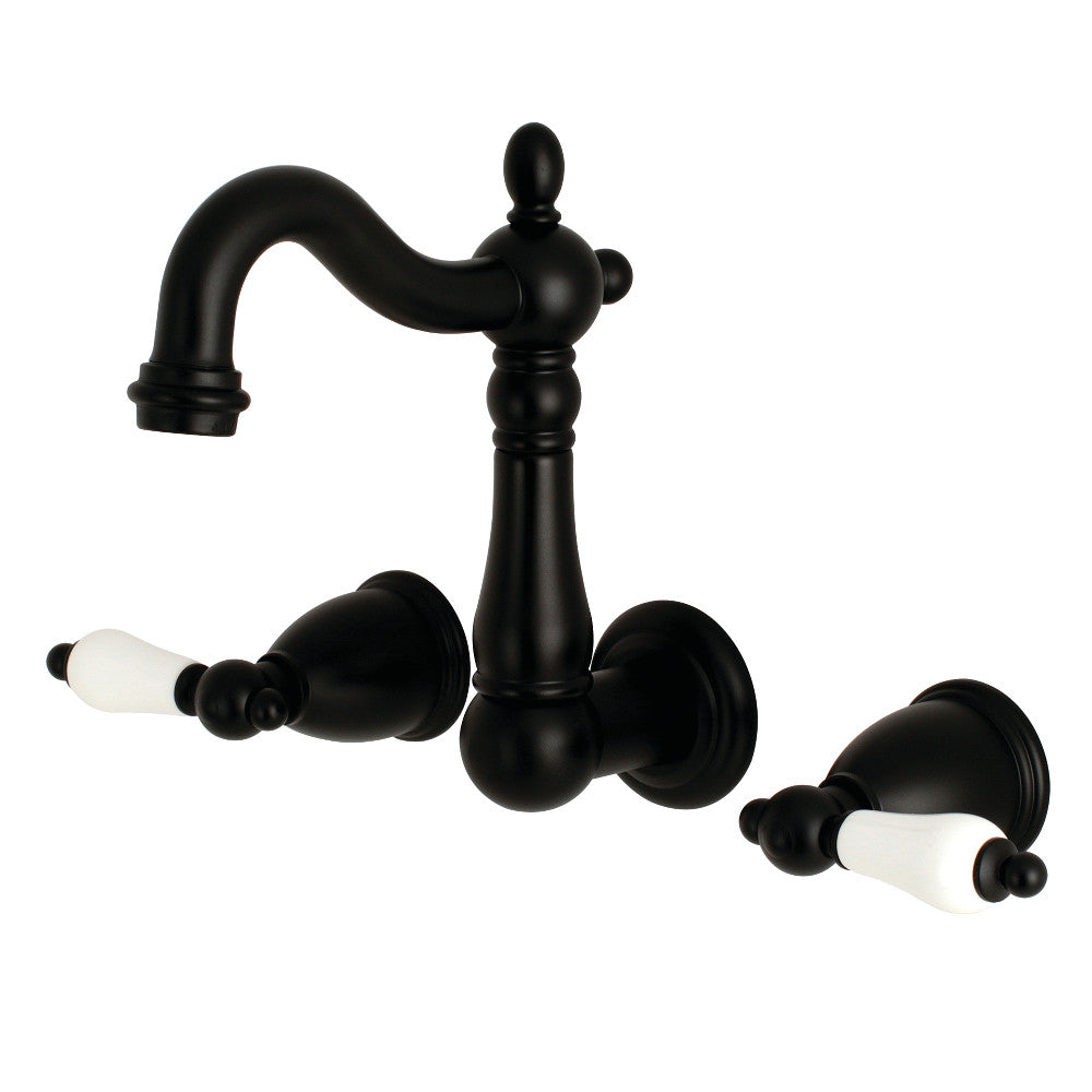 Heritage Wall-Mount Bathroom Faucet in Matte Black