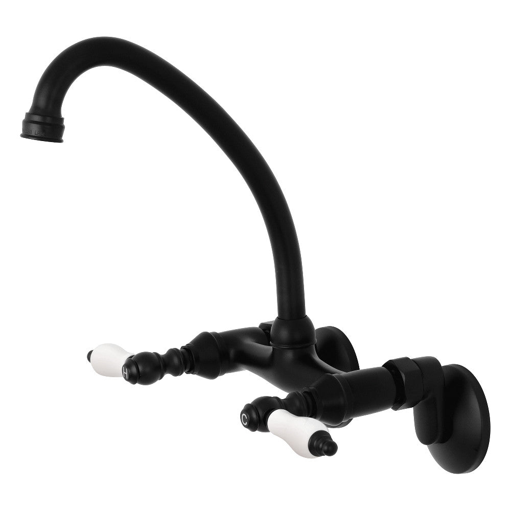 Kingston Wall Mount Kitchen Faucet in Matte Black