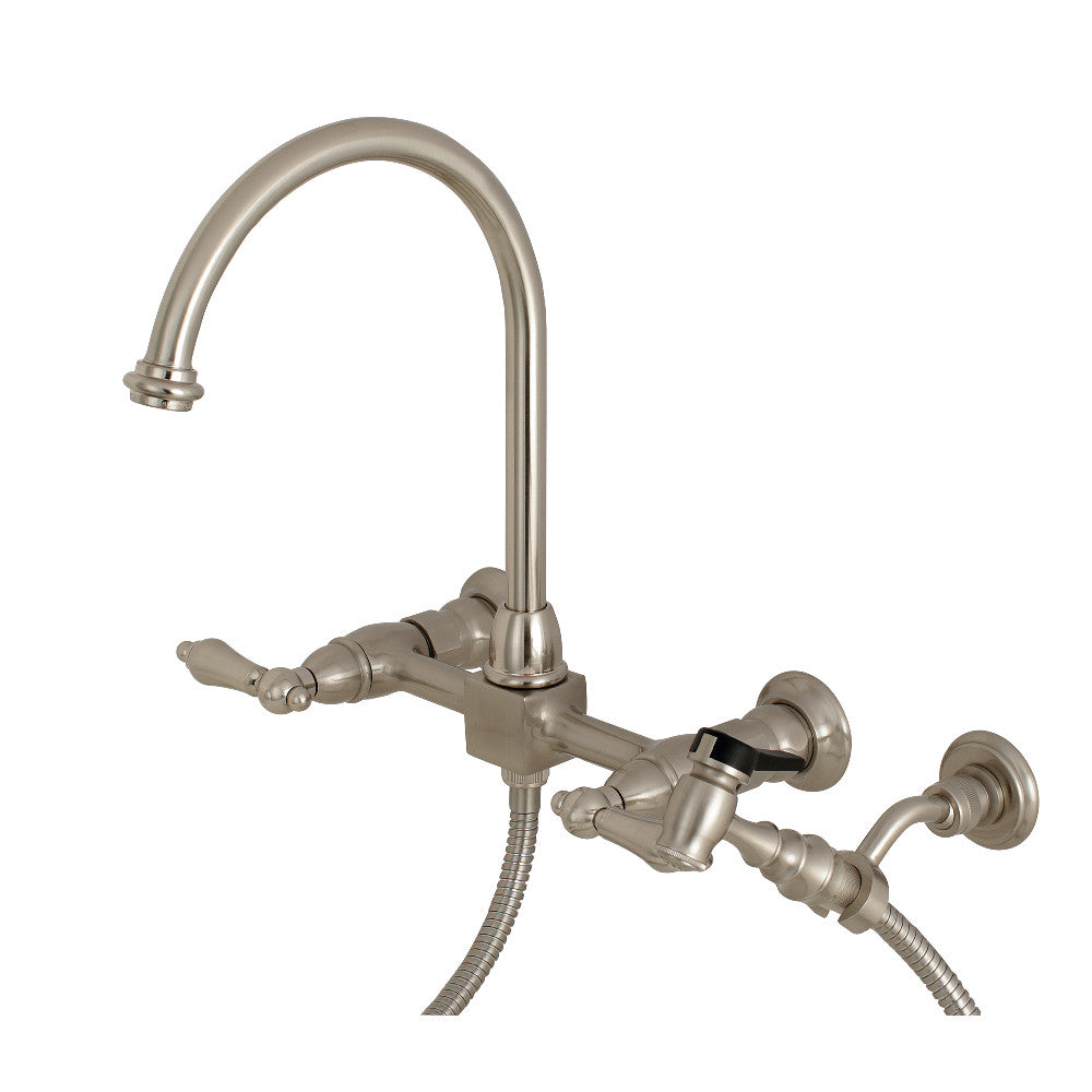 Restoration Wall Mount Kitchen Faucet in Brushed Nickel