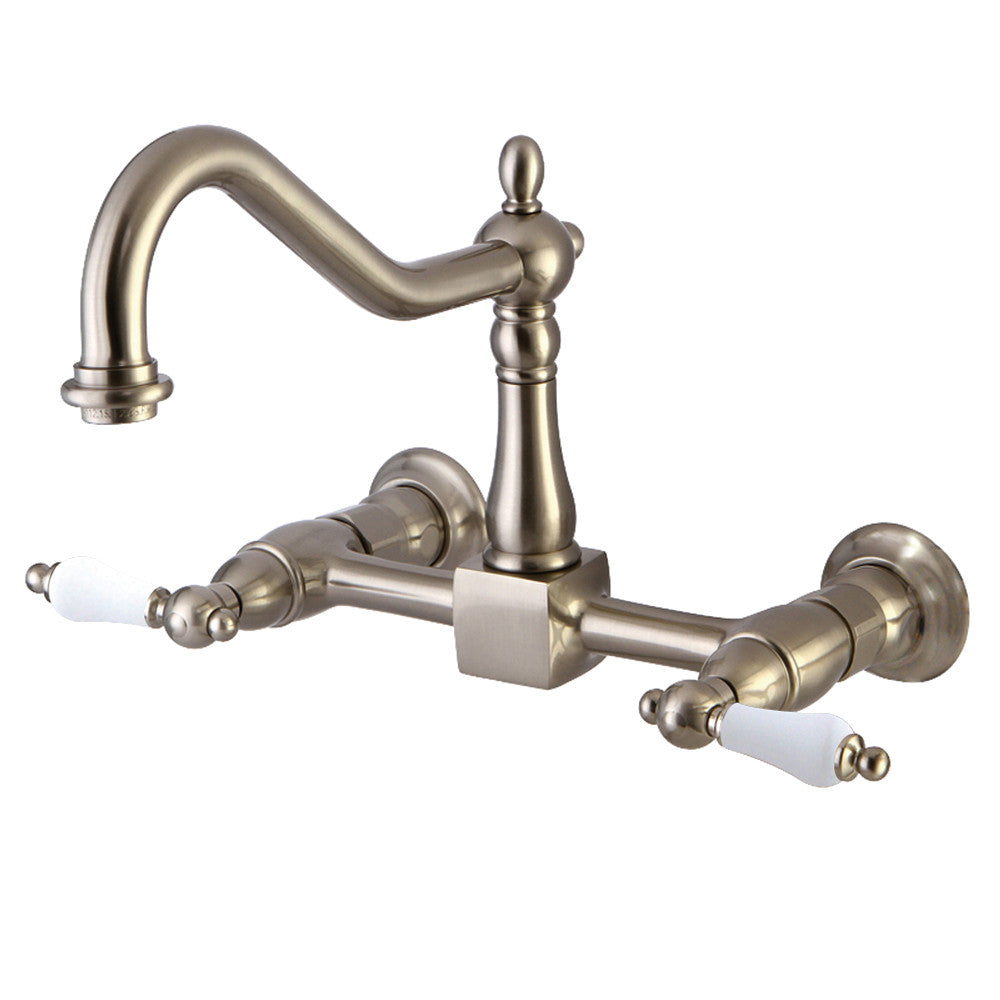 Heritage Wall Mount Kitchen Faucet in Brushed Nickel
