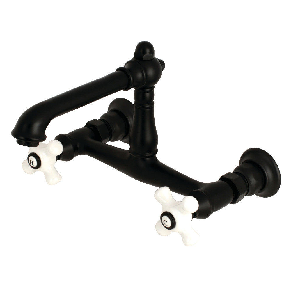 English Country Wall-Mount Bathroom Faucet in Matte Black