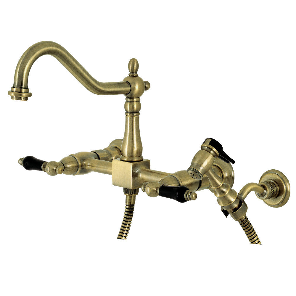 Duchess Wall Mount Kitchen Faucet in Antique Brass