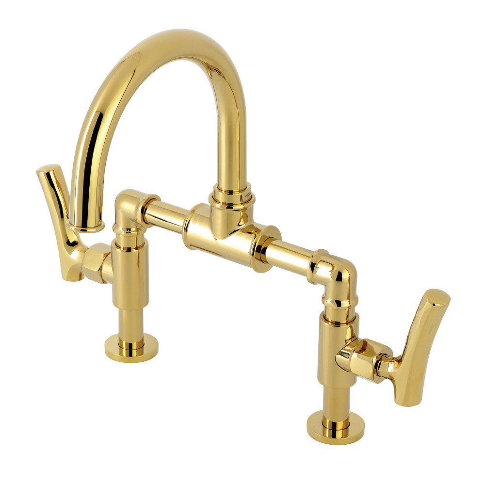 Hallerbos Bridge Bathroom Faucet in Polished Brass
