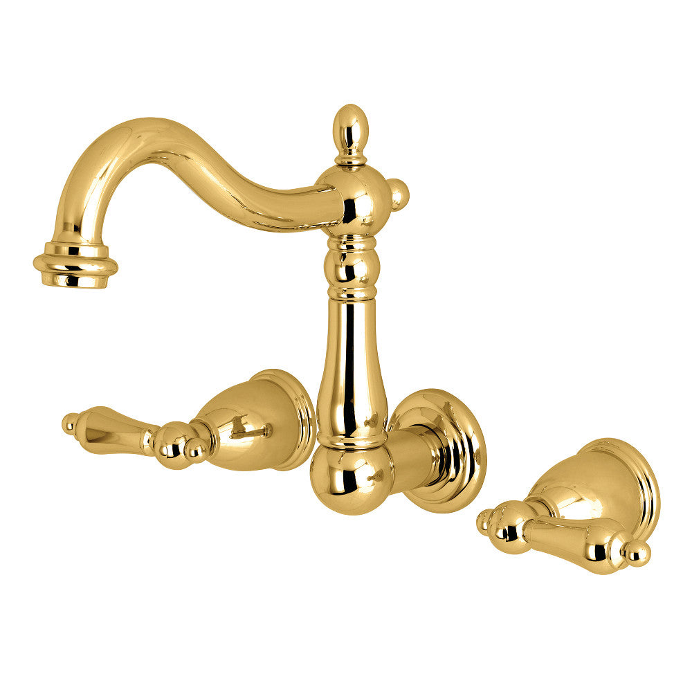 Heritage Wall-Mount Bathroom Faucet in Polished Brass