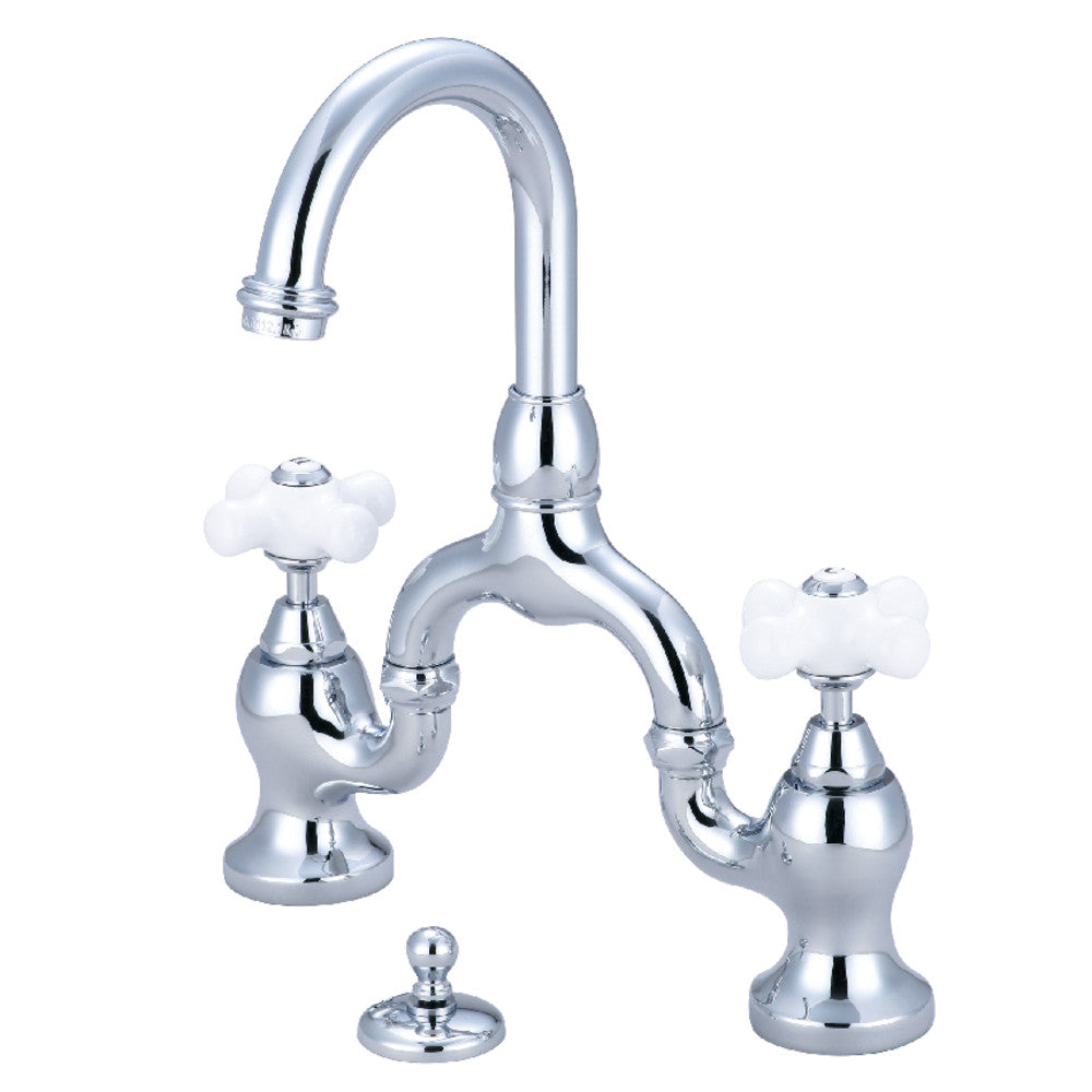 English Country Bridge Bathroom Faucet in Polished Chrome