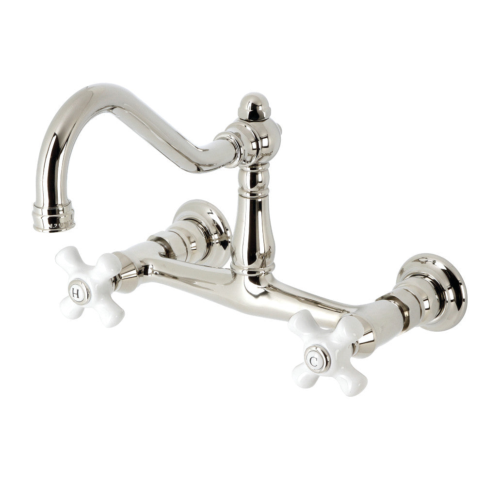 Vintage Wall-Mount Bathroom Faucet in Polished Nickel
