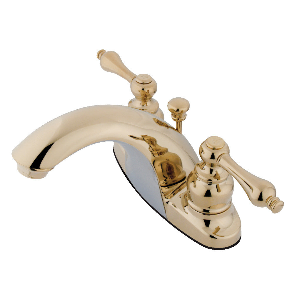 English Country 4 Inch Centerset Bathroom Faucet in Polished Brass