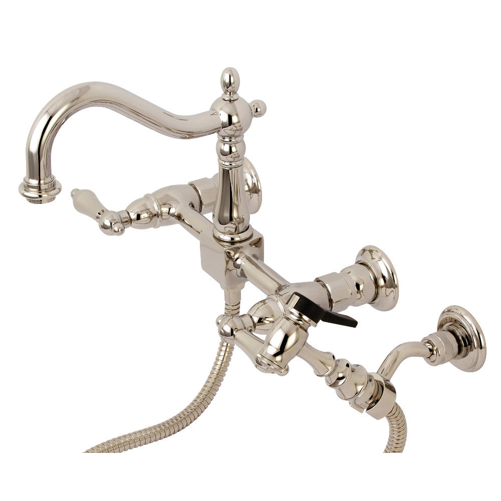 Heritage Wall Mount Kitchen Faucet in Polished Nickel