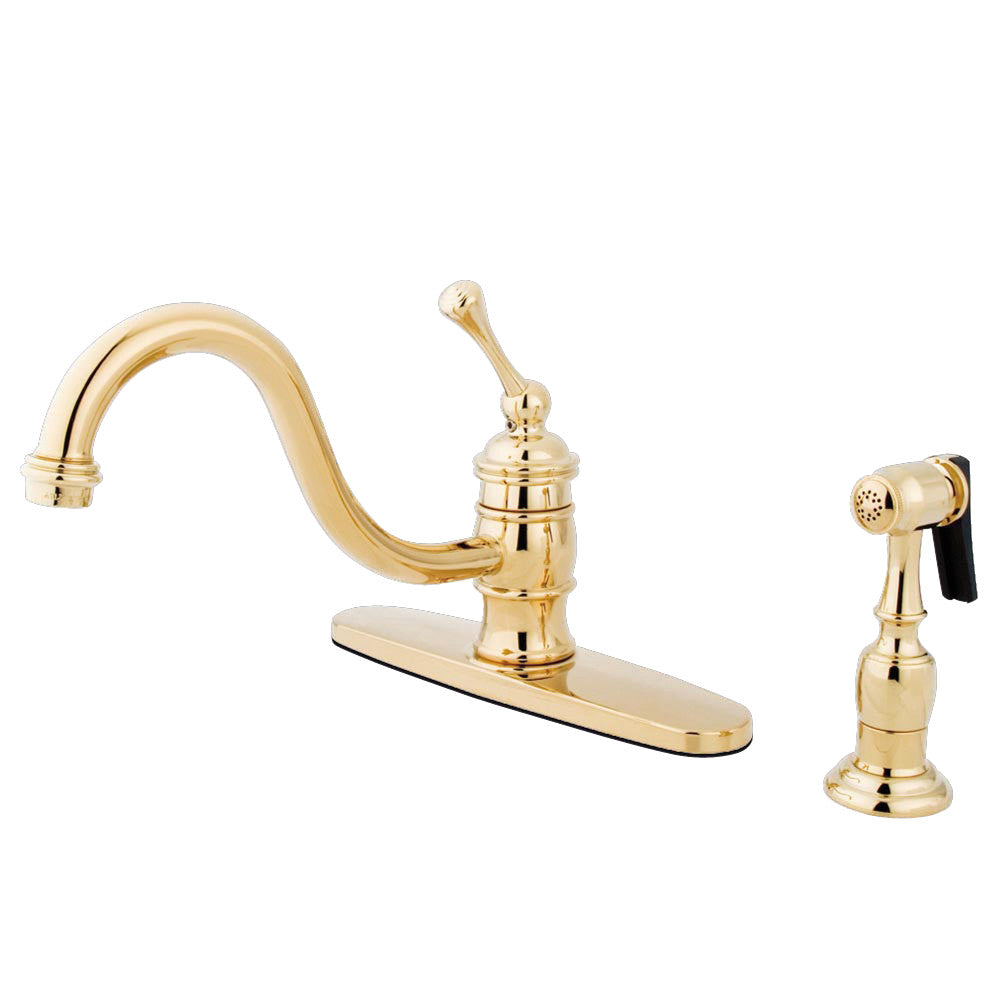 Vintage One Handle Kitchen Faucet in Polished Brass