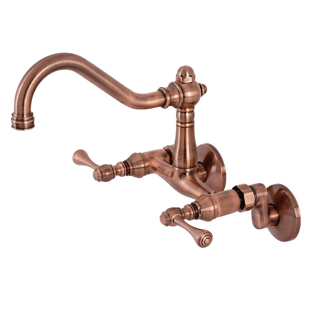 Vintage Wall Mount Kitchen Faucet in Antique Copper