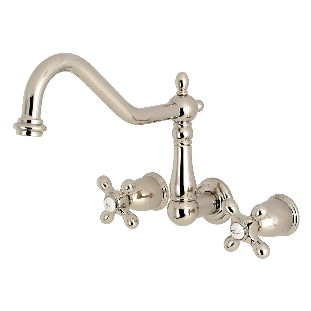 Heritage Wall Mount Kitchen Faucet in Polished Nickel