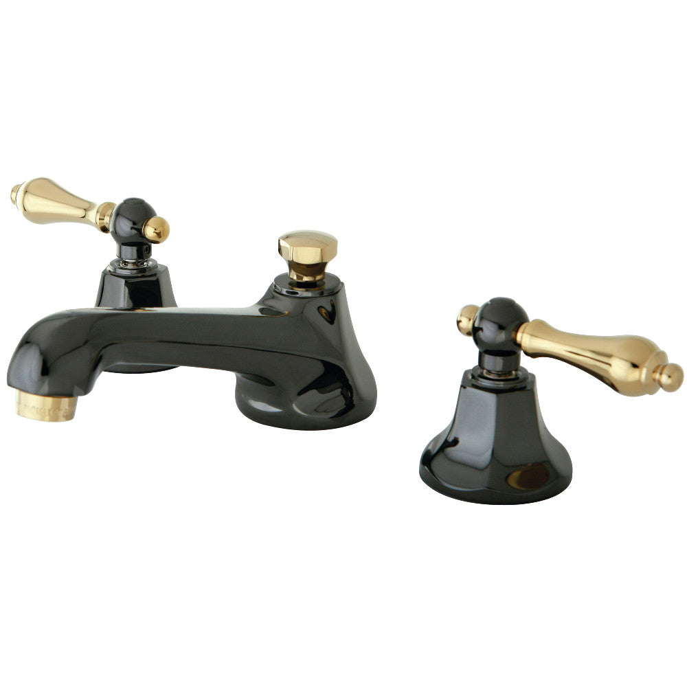 Water Onyx Widespread Bathroom Faucet in Black Stainless Steel/Polished Brass
