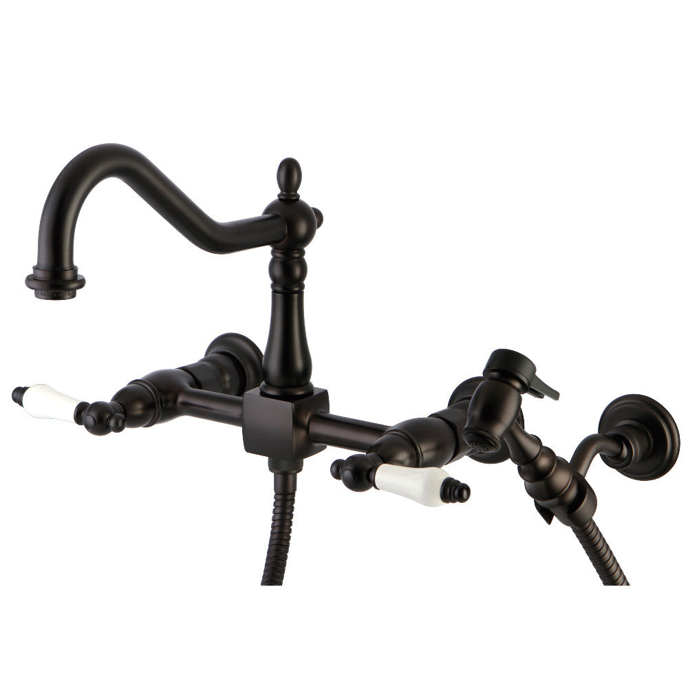Heritage Wall Mount Kitchen Faucet in Oil Rubbed Bronze