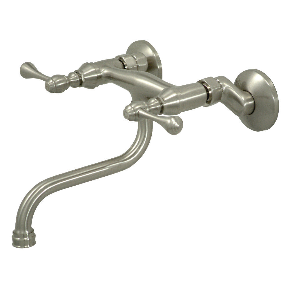 Kingston Wall-Mount Bathroom Faucet in Brushed Nickel