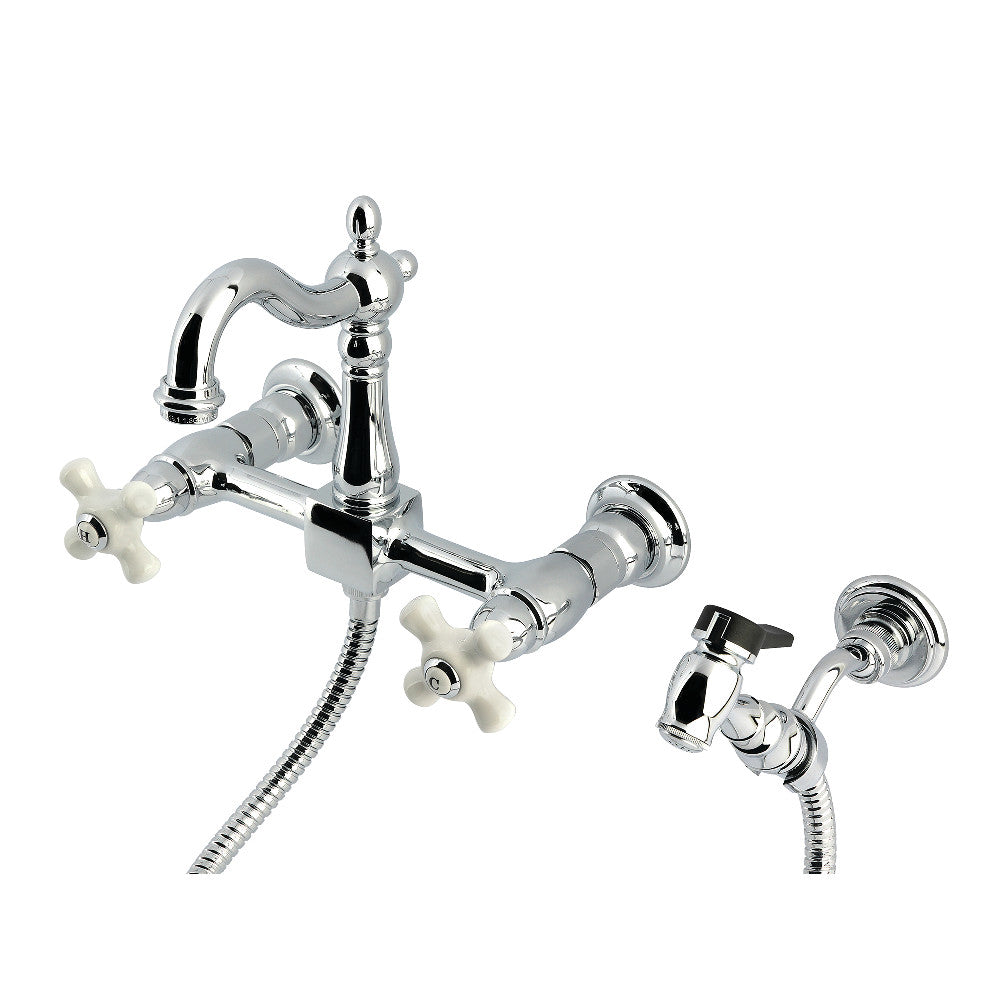 Heritage Wall Mount Kitchen Faucet in Polished Chrome
