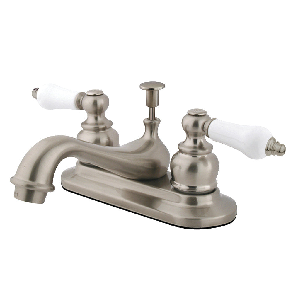 Restoration 4 Inch Centerset Bathroom Faucet in Brushed Nickel
