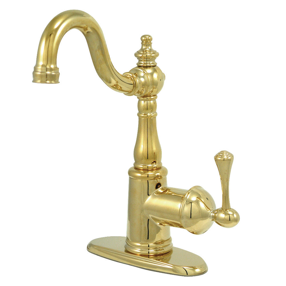 English Vintage Single-Hole Bathroom Faucet in Polished Brass