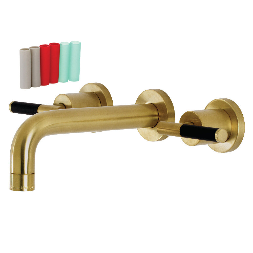 Kaiser Wall-Mount Bathroom Faucet in Brushed Brass