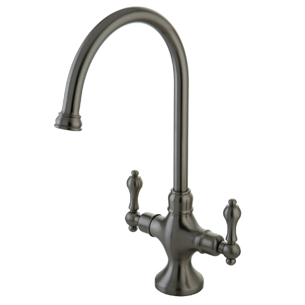 Vintage Two Handle Single-Hole Kitchen Faucet in Brushed Nickel
