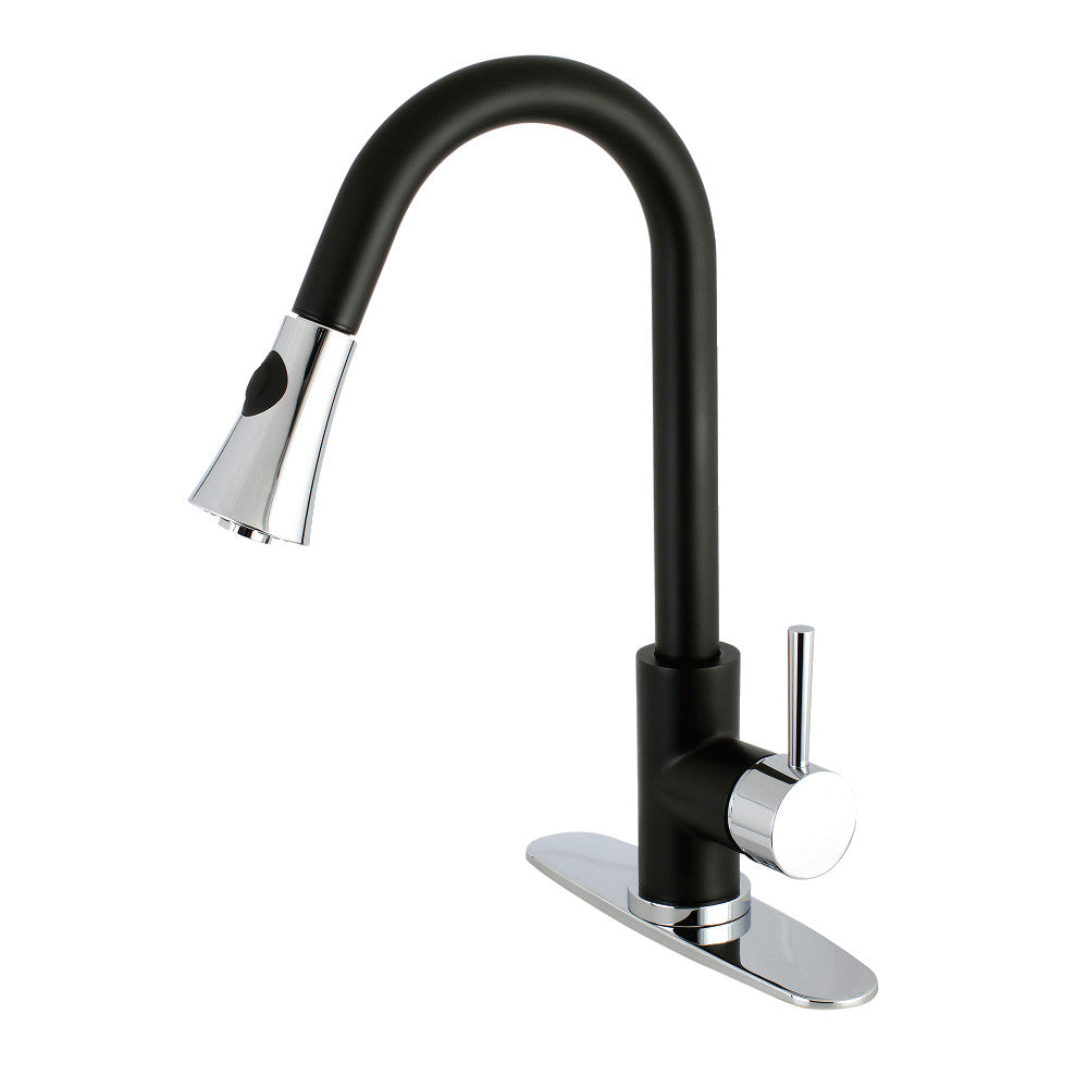 Concord Pull-Down Kitchen Faucet in Matte Black/Polished Chrome