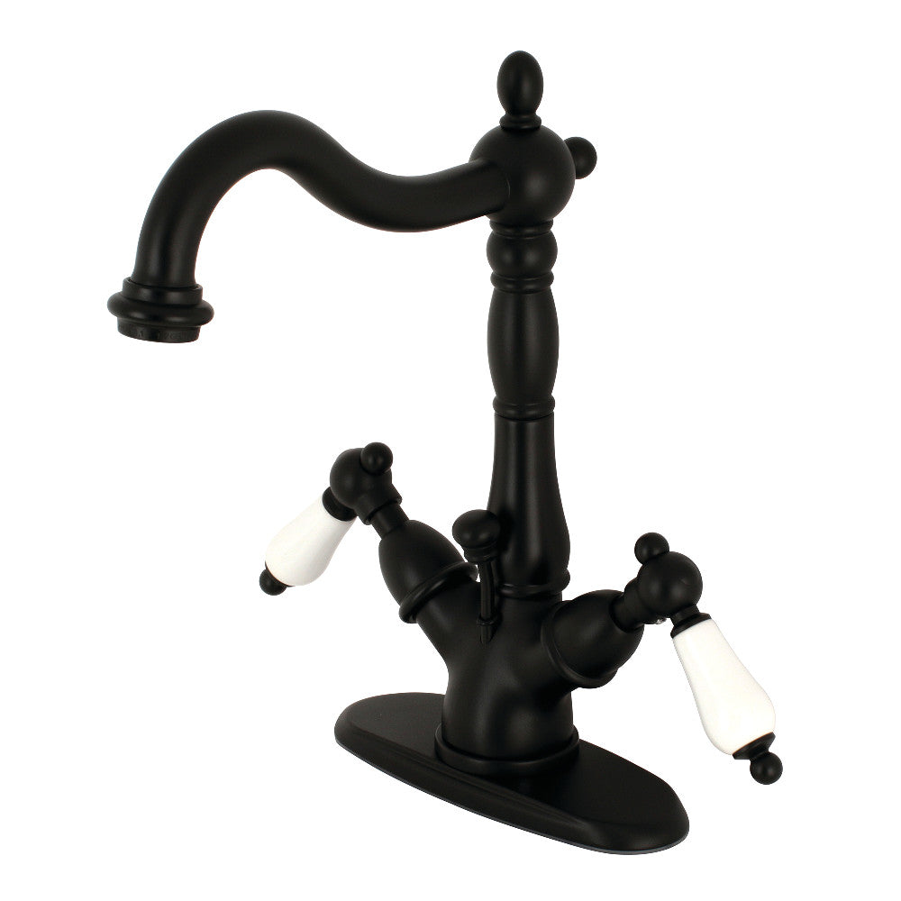 Heritage 4 Inch Centerset Bathroom Faucet in Matte Black