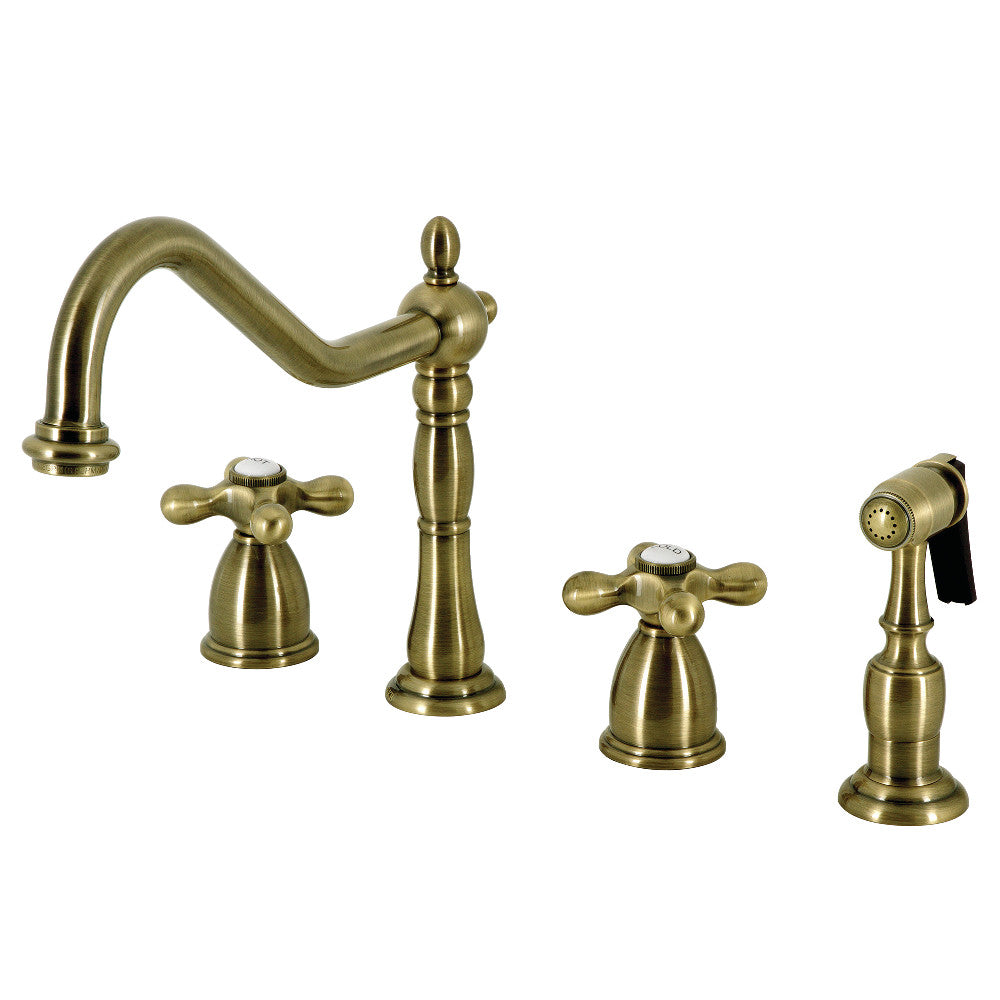 Heritage Widespread Kitchen Faucet in Antique Brass