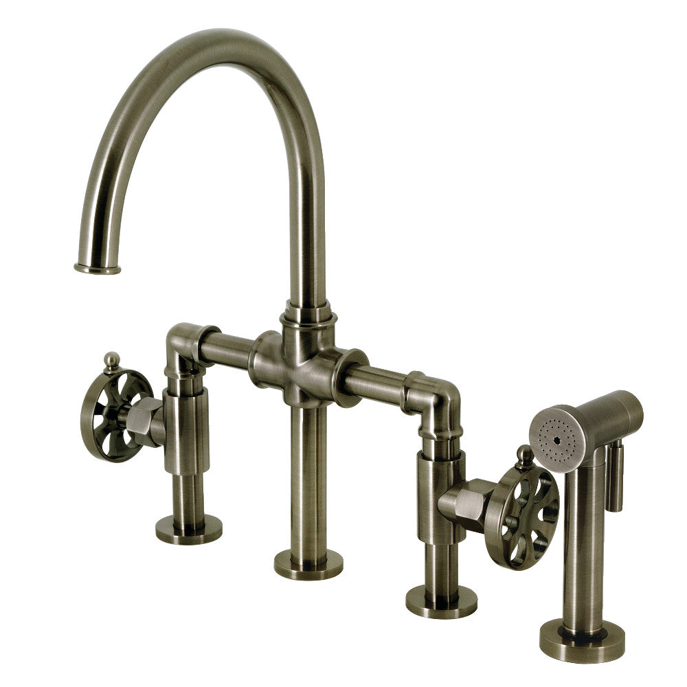 Belknap Bridge Kitchen Faucet in Black Stainless