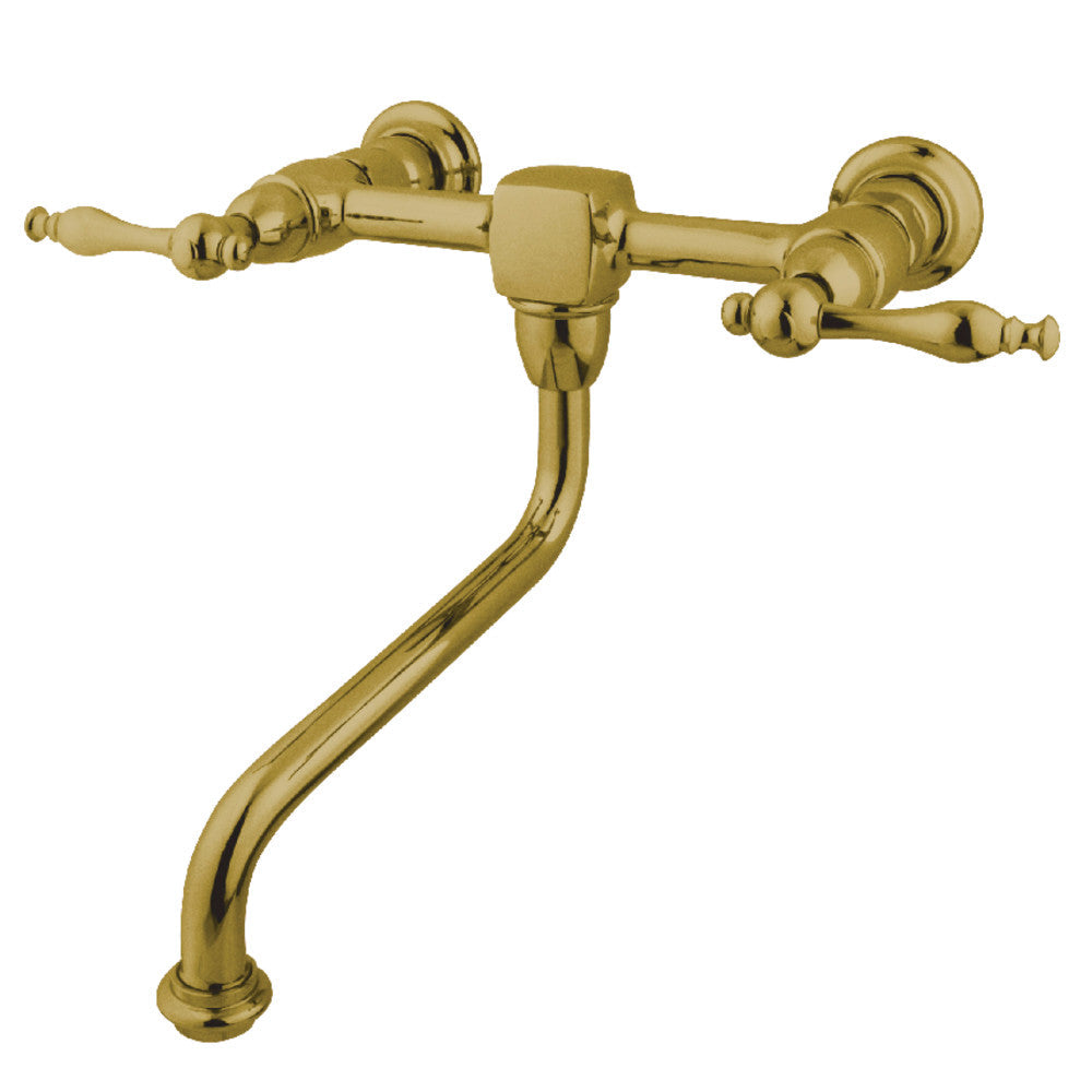 Heritage Wall-Mount Bathroom Faucet in Polished Brass