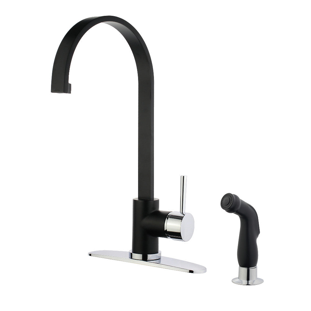 Concord One Handle Kitchen Faucet in Matte Black/Polished Chrome