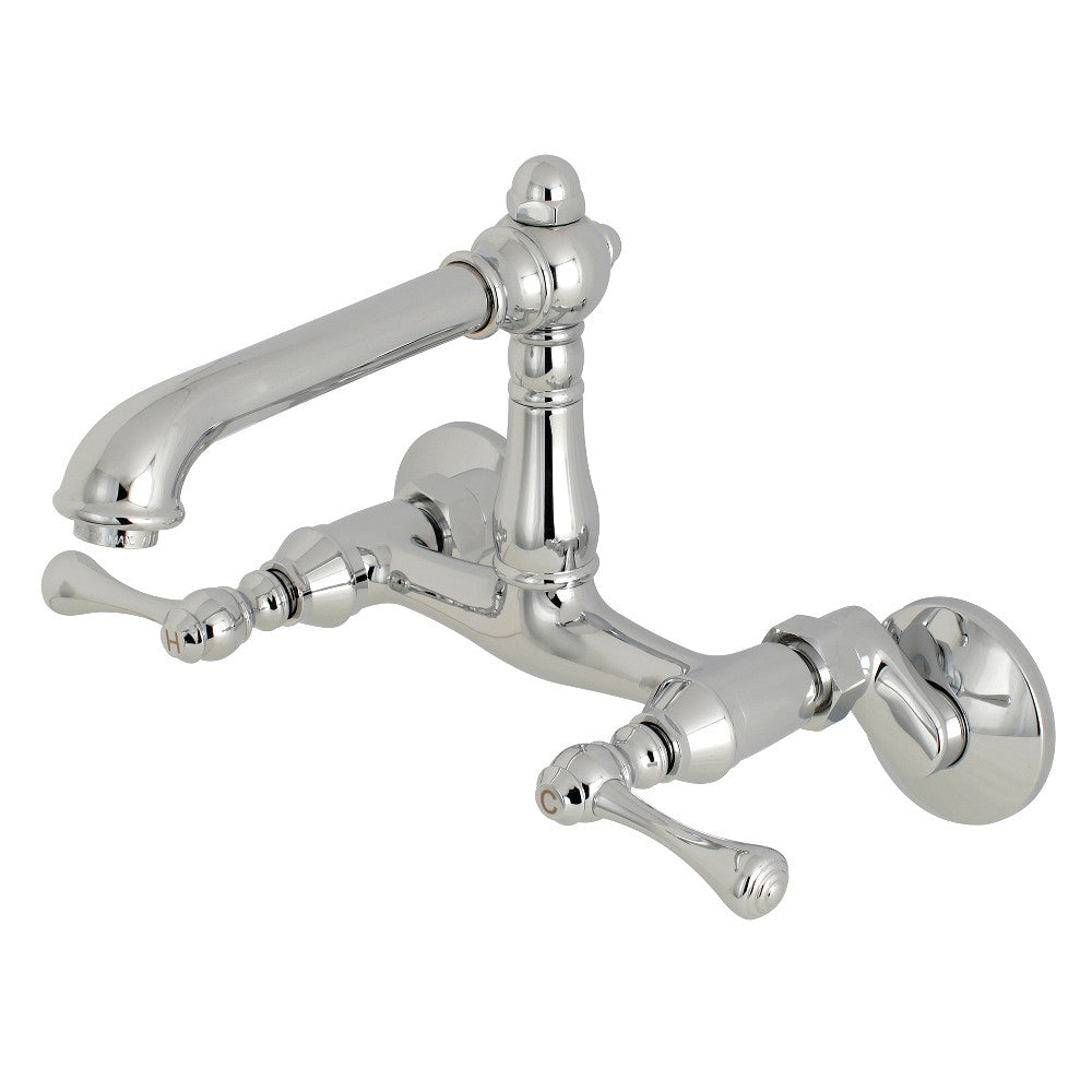 English Country Wall Mount Kitchen Faucet in Polished Chrome