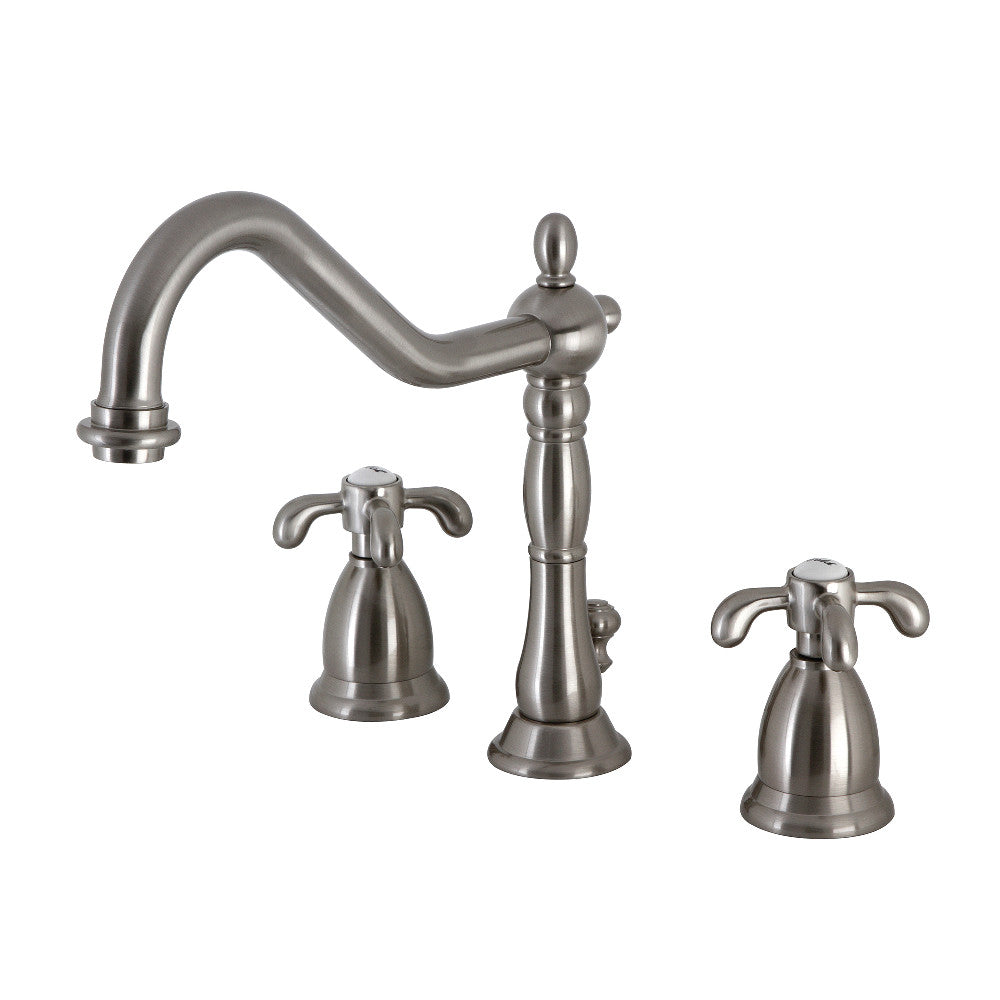 French Country Widespread Bathroom Faucet in Brushed Nickel