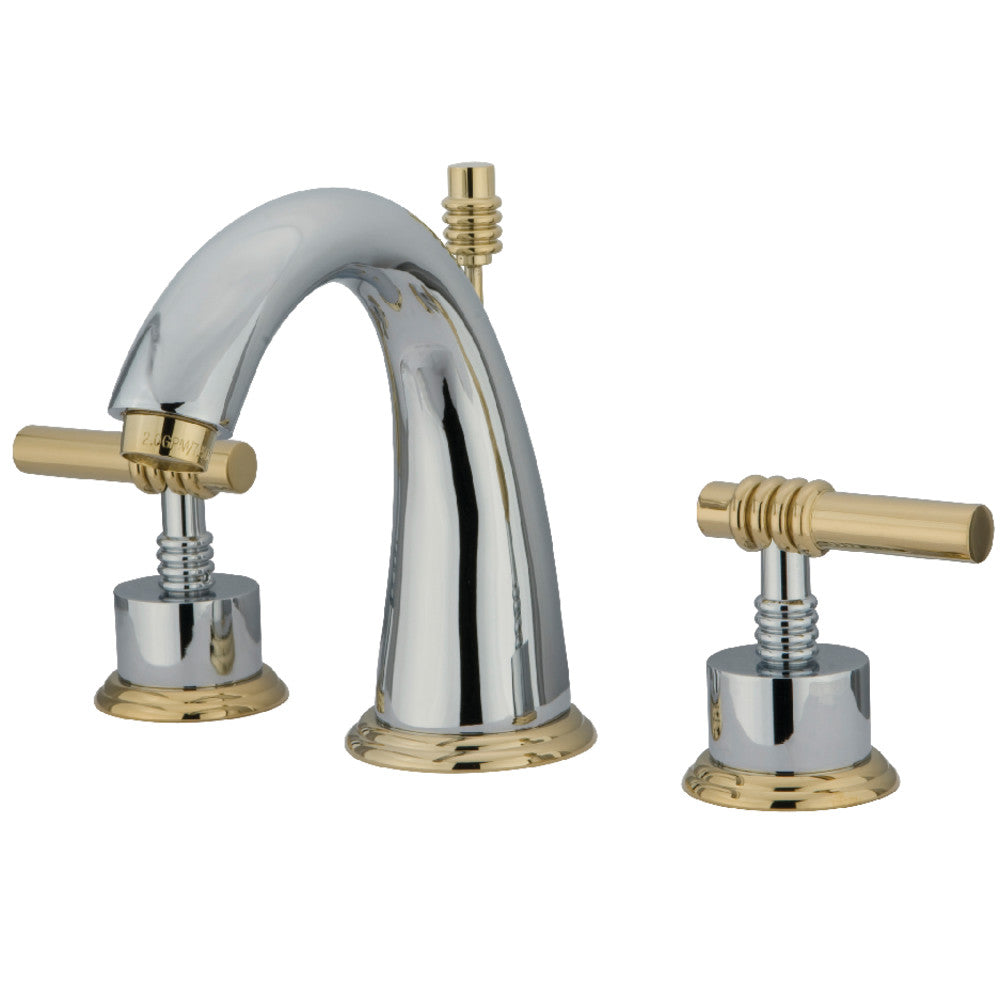 Milano Widespread Bathroom Faucet in Polished Chrome/Polished Brass