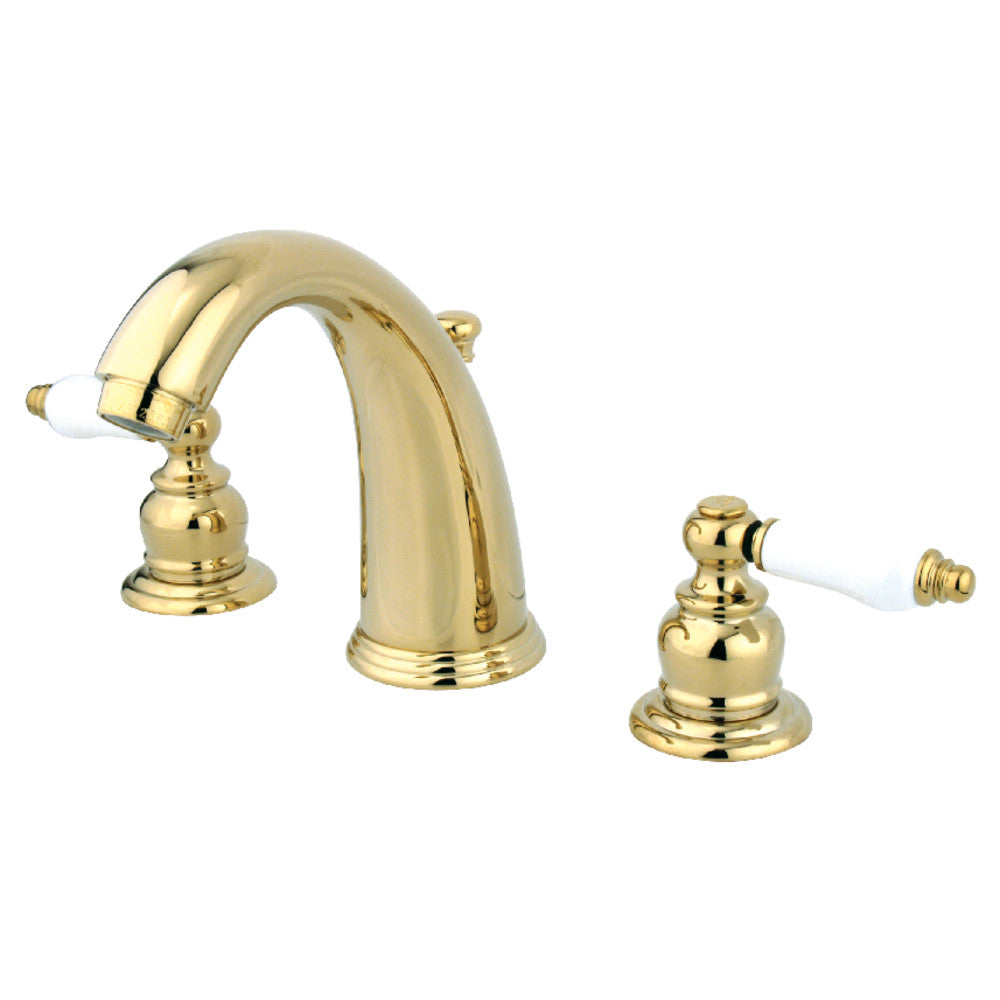 English Country Widespread Bathroom Faucet in Polished Brass