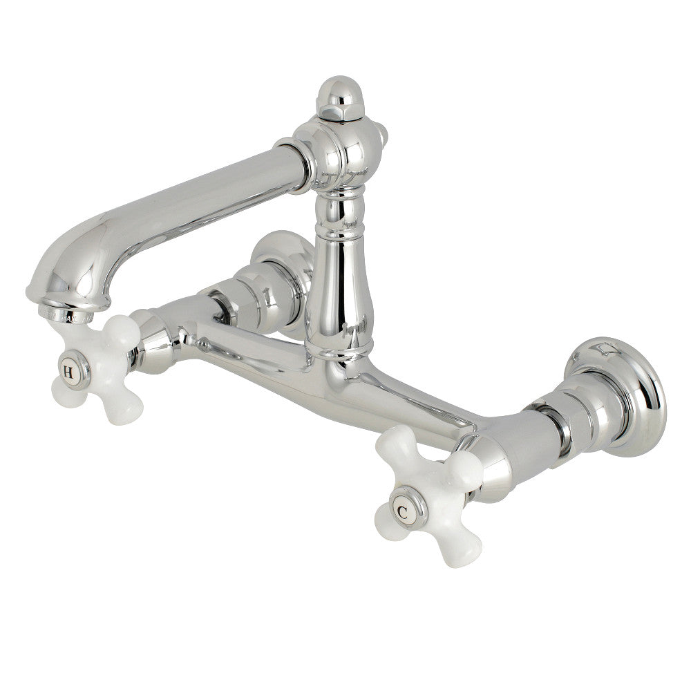 English Country Wall-Mount Bathroom Faucet in Polished Chrome