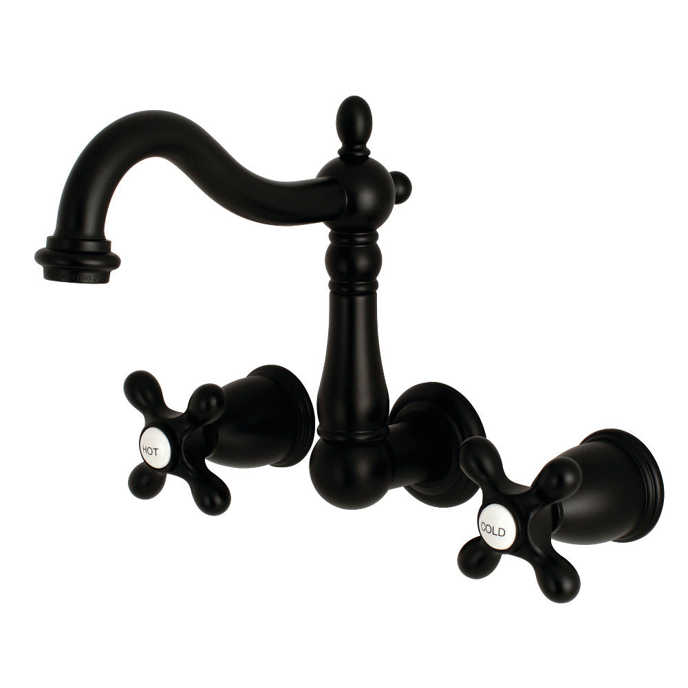 Heritage Wall-Mount Bathroom Faucet in Matte Black