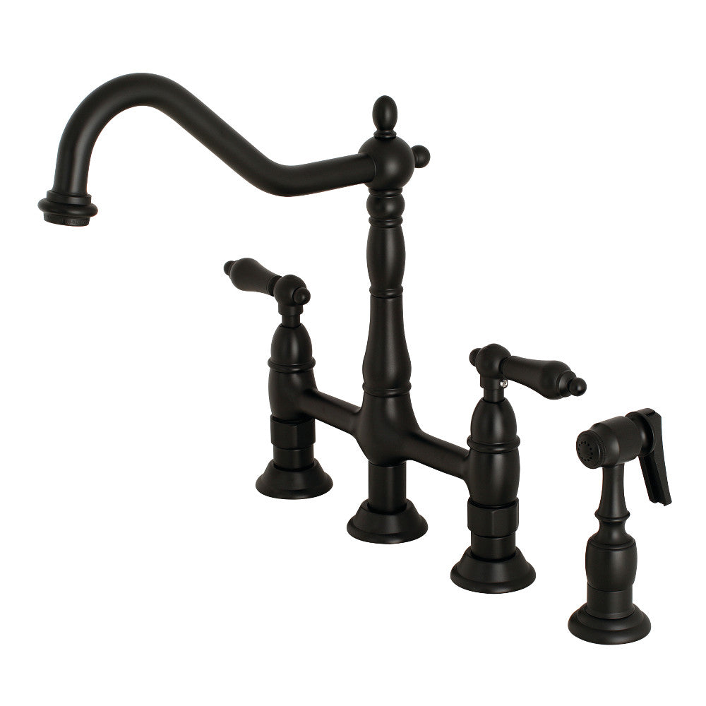 Heritage Bridge Kitchen Faucet in Matte Black