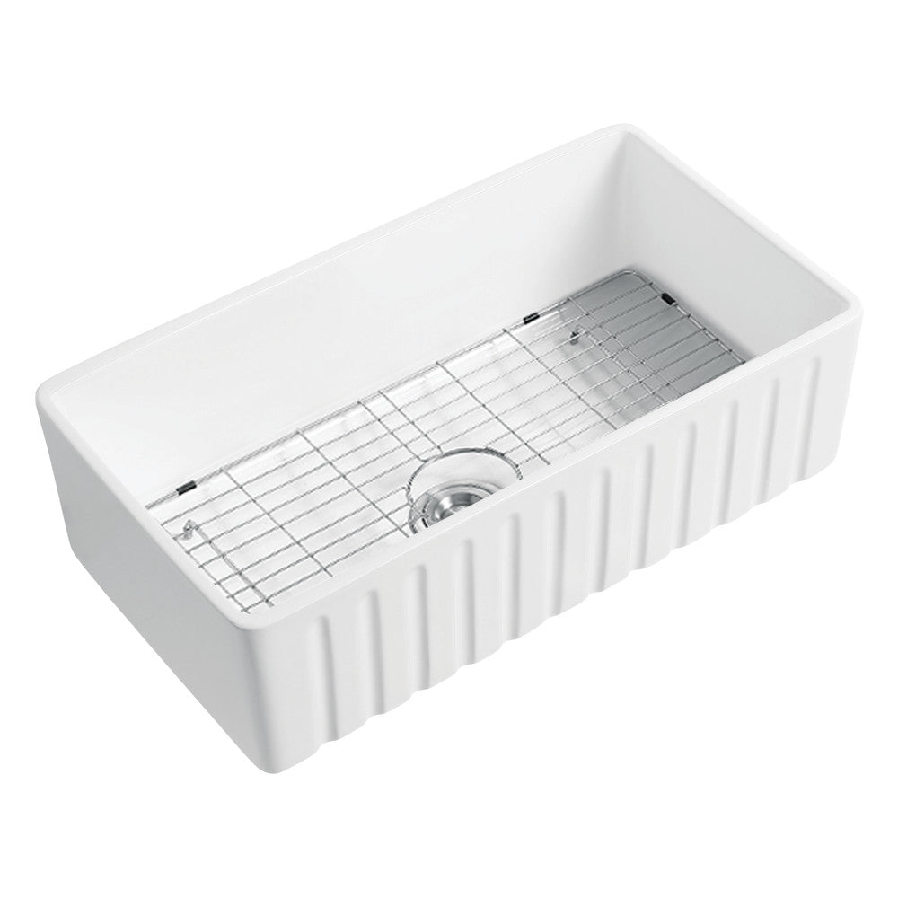 Kaolin 29.94 Inch Farmhouse Kitchen Sink in White