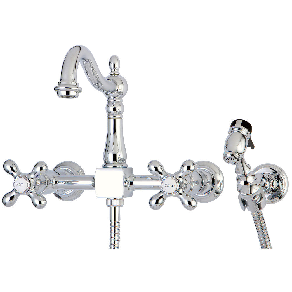 Heritage Wall Mount Kitchen Faucet in Polished Chrome