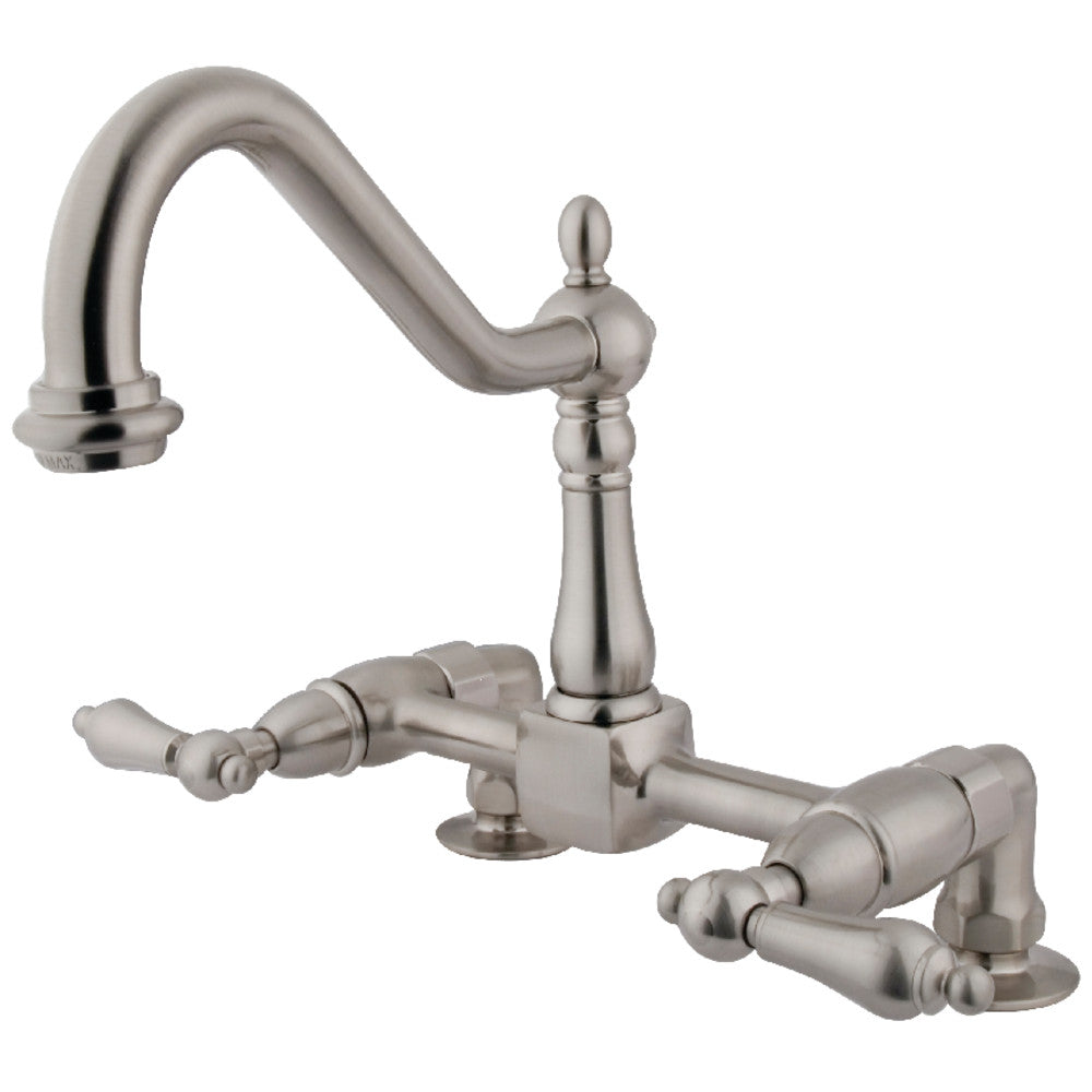 Heritage Bridge Kitchen Faucet in Brushed Nickel