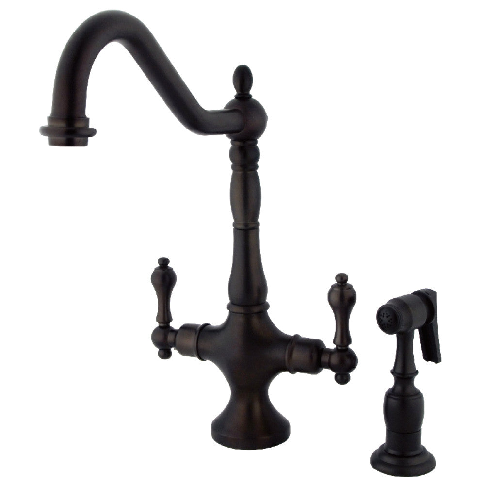 Heritage Two Handle Single-Hole Kitchen Faucet in Oil Rubbed Bronze